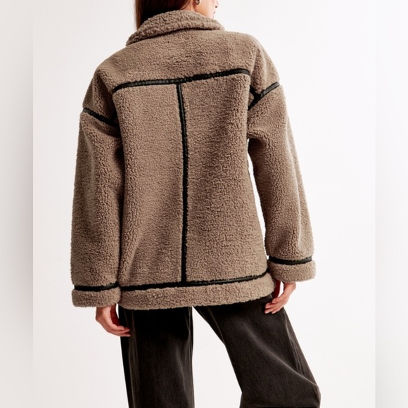 Abercrombie and Fitch Sherpa Aviator Jacket  Brown Size XL - Picture 3 of 6